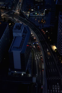 High angle view of traffic on road in city