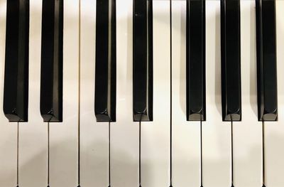 High angle view of piano keys