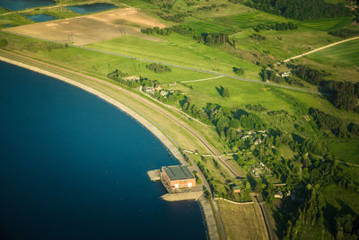 High angle view of agricultural field