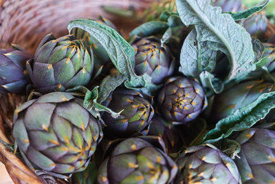 Full frame shot of artichokes at market