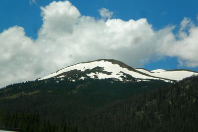 Scenic view of mountains against cloudy sky