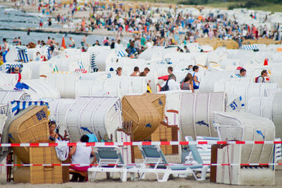 High angle view of people on beach