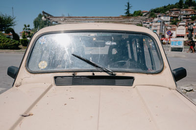 Close-up of car on side-view mirror