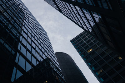 Low angle view of modern buildings in city