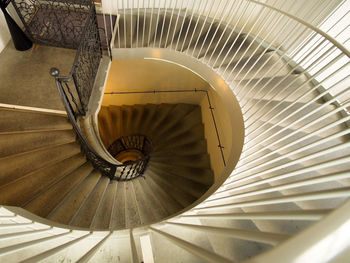 High angle view of spiral staircase