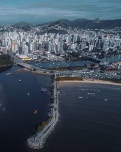 High angle view of city buildings