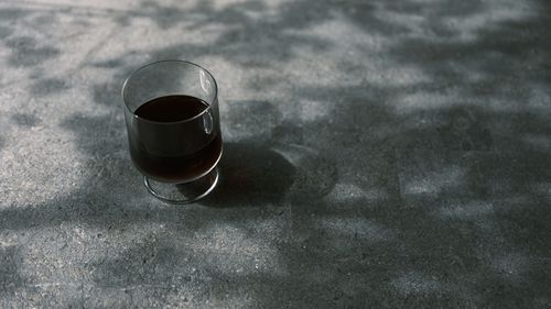 High angle view of coffee on table