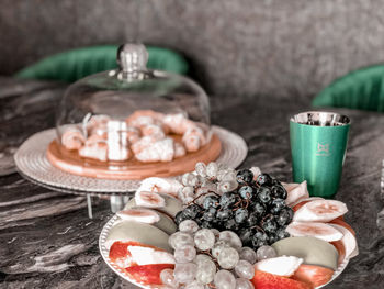 Close-up of ice cream on table