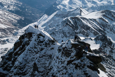 Aerial view of snow covered landscape