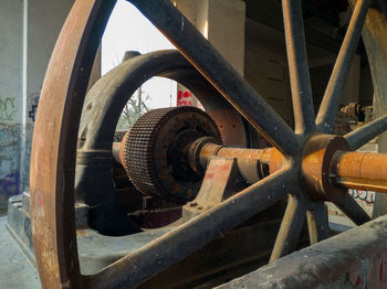 Close-up of old machinery