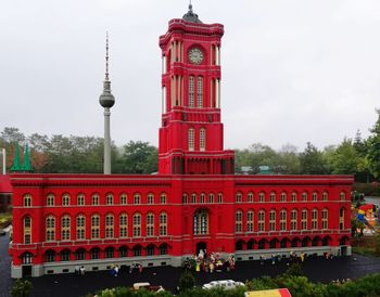 View of red building against sky