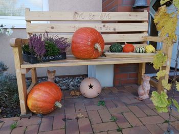 Pumpkins in market stall