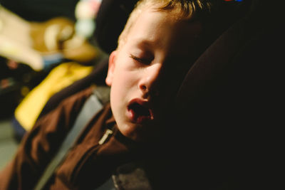 Close-up of cute boy sleeping