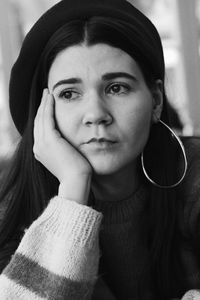 Close-up thoughtful young woman