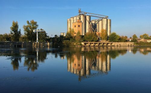 Reflection of built structure in water