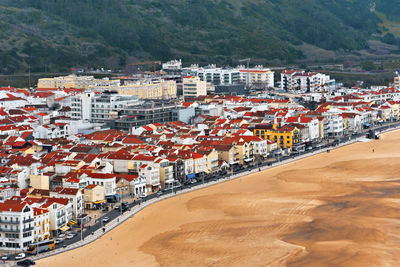 High angle view of people at beach
