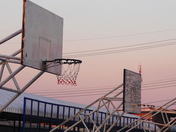 Low angle view of basketball hoop against sky