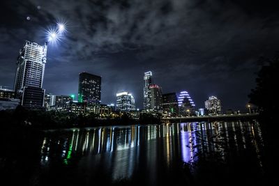 Illuminated city at night
