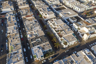 High angle view of buildings in city