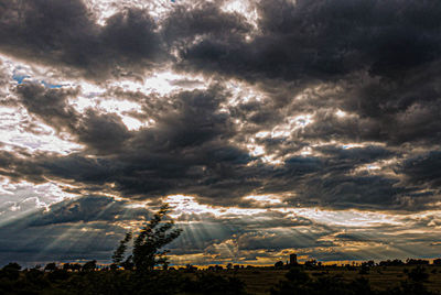 Scenic view of storm clouds over landscape