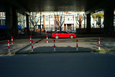 View of traffic on road in city