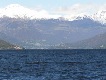 Scenic view of sea against cloudy sky