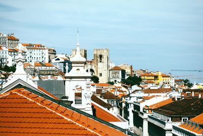 High angle view of cityscape against sky