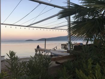 Scenic view of sea against clear sky