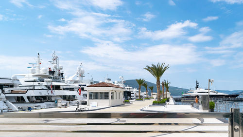 View of harbor against sky