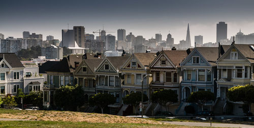 Cityscape against clear sky