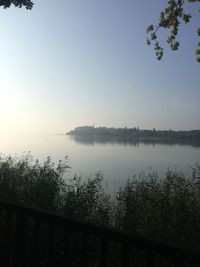 Scenic view of lake against clear sky