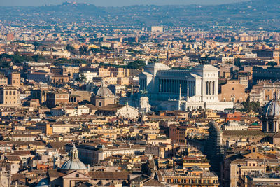 High angle view of buildings in city