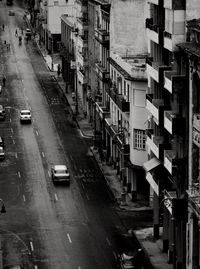 High angle view of people walking on street