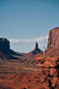 Scenic view of rocky mountains against clear sky