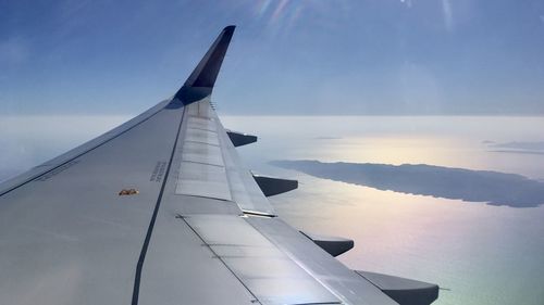 View of airplane wing seen from window