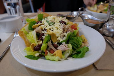 Close-up of meal served in plate