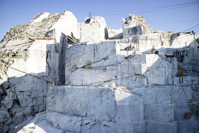 Photographic documentation of details of a quarry for the extraction of marble in carrara  italy