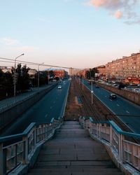 High angle view of bridge over canal in city