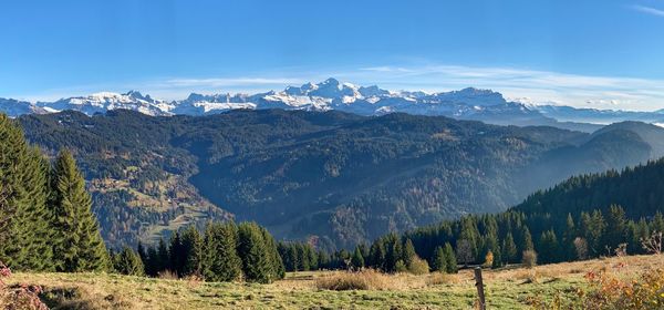 Scenic view of mountains against sky