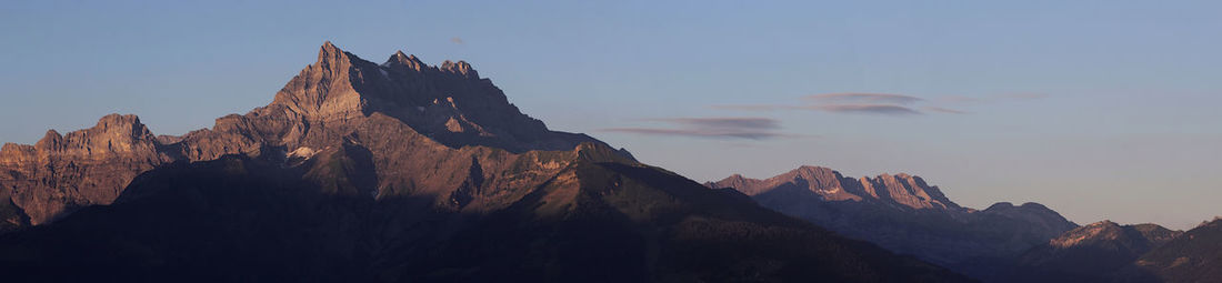 Scenic view of rocky mountains against sky