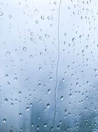 Full frame shot of wet glass window during rain