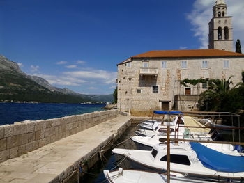 View of sea against blue sky