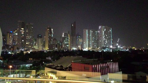 Illuminated cityscape at night