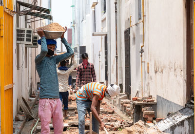 People working at construction site