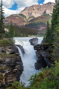 Scenic view of waterfall