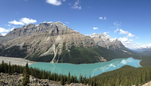 Panoramic view of landscape and mountains against sky