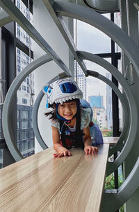 Portrait of a girl in high platform 