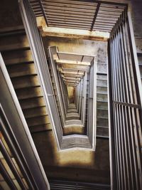 Low angle view of spiral staircase in building