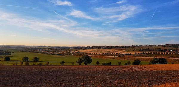 Scenic view of field against sky