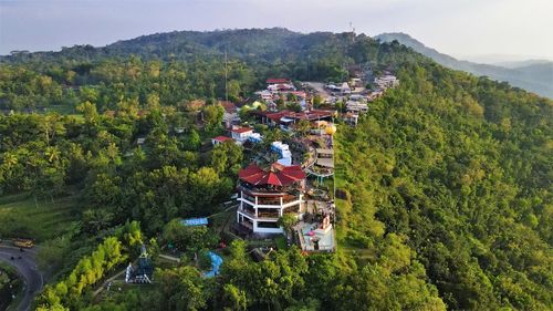 Beautiful aerial view, natural panorama on pandansari beach, yogyakarta-indonesia.